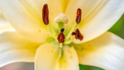 Isolated section of a white flower's anther covered in rich yellow pollen.