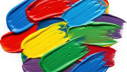 Vibrant rainbow paint strokes abstract background, bold acrylic texture, rich color palette of red blue yellow green, artistic creativity design for modern art lovers


