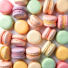 Obraz premium Vibrant Close-Up of Stacked Colorful French Macarons with Soft Focus Background