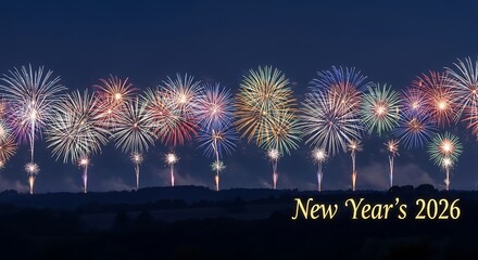 Spectacular Fireworks Display Celebrating the Arrival of New Year's 2026