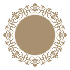 Decorative frame Elegant vector element for design in Eastern style, place for text. Floral beige and white border. Lace illustration for invitations and greeting cards