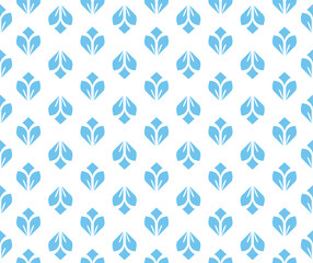 Flower geometric pattern. Seamless vector background. White and blue ornament. Ornament for fabric, wallpaper, packaging. Decorative print