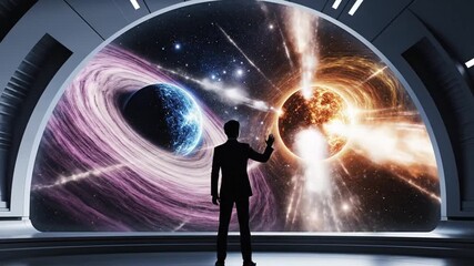 Stargazer amidst celestial grandeur cosmic voyage