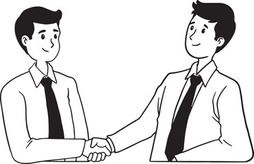 Two men sitting comfortably on a sofa, chatting, discussing, or consulting. One man is gesturing while the other is holding a phone. Hand-drawn line art illustration for casual conversation.
