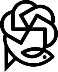 the logo is the monogram Chat and Fish. Unique and elegant.