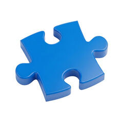 Fototapeta premium Single Blue Puzzle Piece Glossy on Transparent Background Simple Connection Concept