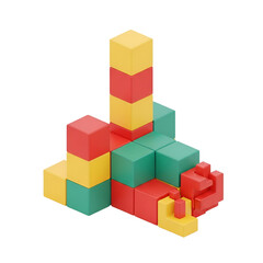 Obraz premium Abstract Cubic Sculpture Colorful Geometric Shapes on Transparent Background