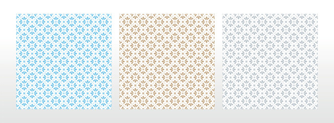 Collection of flower geometric patterns. Seamless vector backgrounds. Colored ornaments. Ornament for fabric, wallpaper, packaging. Decorative prints