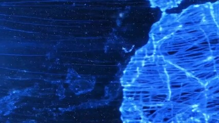 Neon continent network shines in blue - Powered by Adobe