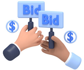 Bidding Paddle 3D Render