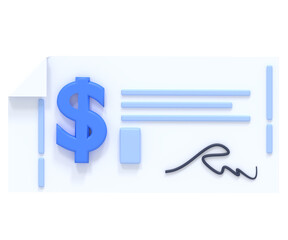 3D Render of a Bank Check