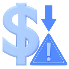 Dollar Symbol with Down Arrow and Warning Sign