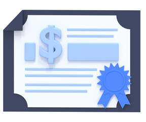 3D Render of a Bond Certificate