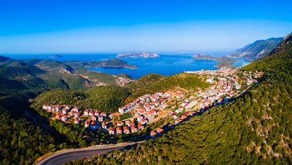 Kas city aerial panoramic view in Turkey