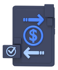 3D Illustration of Money Transfer Transaction