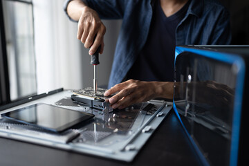 IT Engineer installing Hardware Equipment Development Facility Engineer  Maintenance computer Motherboard Electronic repair shop technology business