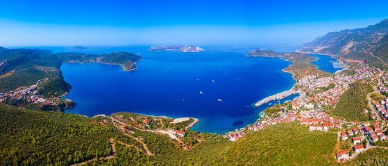 Kas city aerial panoramic view in Turkey