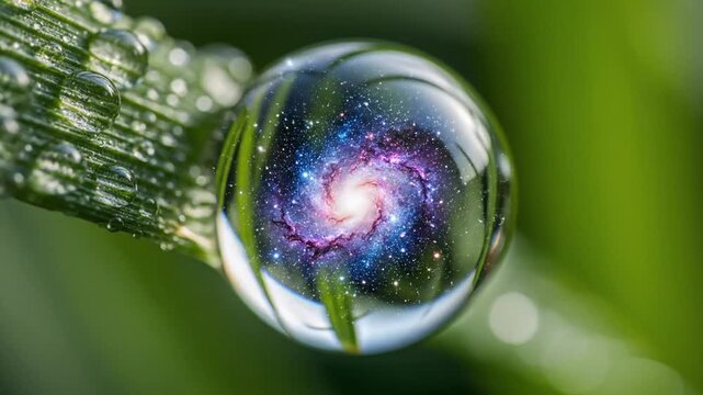Galaxy trapped in dewdrops microcosmic realm