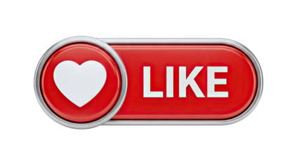 Like Button with Heart Icon on White Background
