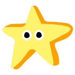 Cute Star Cartoon Character with Googly Eyes