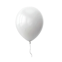 A single glossy white balloon floating against a minimalist white background. creating a sense of lightness and celebration. perfect for festive occasions or modern design themes