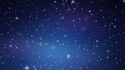 Gentle snowfall against a deep blue night sky creates a magical and serene winter atmosphere perfect for holiday backgrounds