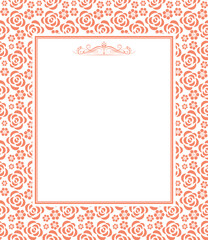 Decorative frame Elegant vector element for design in Eastern style, place for text. Floral pink and white border. Lace illustration for invitations and greeting cards