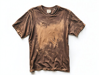 Vintage Brown T-shirt with Distressed Texture and Artistic Patterns