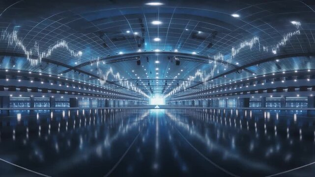 Futuristic data center with advanced quantum computing technology.