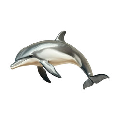 Fototapeta premium A sleek. realistic dolphin swimming gracefully through clear waters. its streamlined body and playful nature. with sunlight filtering through the surface. ideal for marine life educational materials