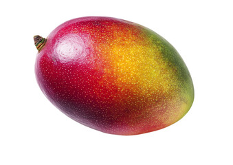 Whole mango realistic top view, vibrant ripe fruit with smooth gradient skin isolated on transparent background