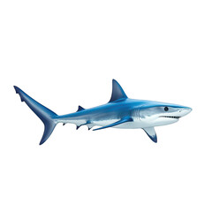 Fototapeta premium A realistic depiction of a blue shark swimming gracefully in clear ocean waters. its streamlined body and sharp features. with soft light filtering through the water above