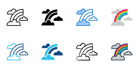 Fototapeta premium Rainbow icon set multiple style vector collection. Editable Stroke 