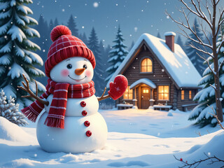 Fototapeta premium snowman in the snow