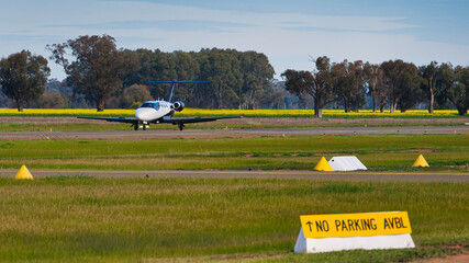 Cessna Citation Mustang taxiing after landing at Yarrawonga Airport