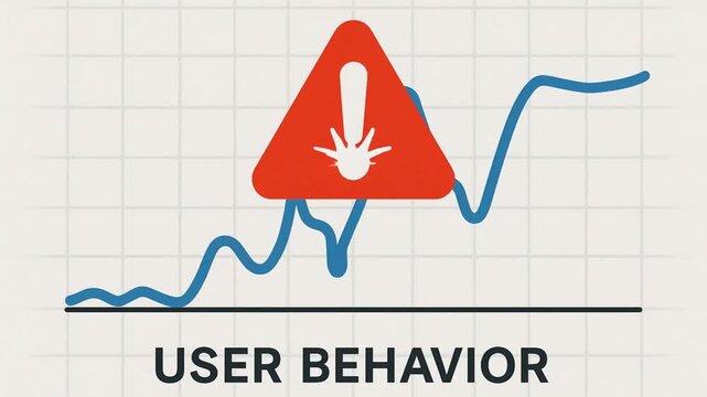 zero trust security architecture concept. Warning sign with a graph indicating user behavior changes.