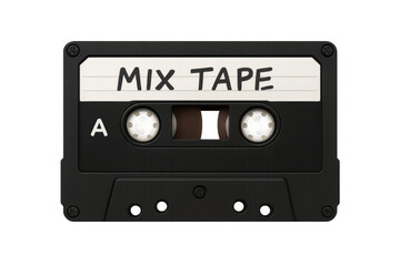 Fototapeta premium Analog mix tape compact cassette ready for personal audio recording, offering a classic musical experience with a blank label