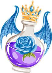 Blue Rose Magic Potion Illustration Fantasy Art