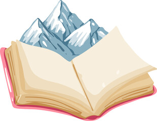 Open Book With Mountains Illustration