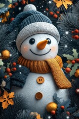 Christmas Snowman Theme Illustration Background