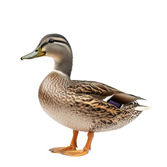 Obraz premium A beautifully detailed side view of a mallard duck. its plumage and unique features. set against a clean white background. ideal for nature-themed projects