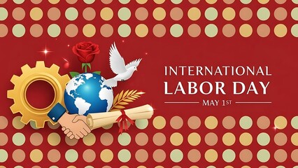 Global Unity and Hard Work Celebration for International Labor Day on May 1st with Symbolic Elements