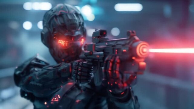 3d game character half-human half-machine cyborg Videos