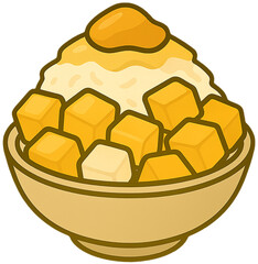 Mango Shaved Ice Dessert Illustration