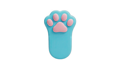 Cute 3D Rendered Blue Cat Paw with Pink Paw Pads and Toes Isolated on Transparent Background