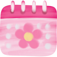 Cute Pink Watercolor Calendar Page With Flower Illustration