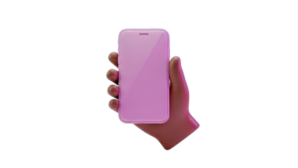 Close Up Of A Realistic Hand Holding A Pink Smartphone With A Clear Screen And A Transparent Background Studio Shot