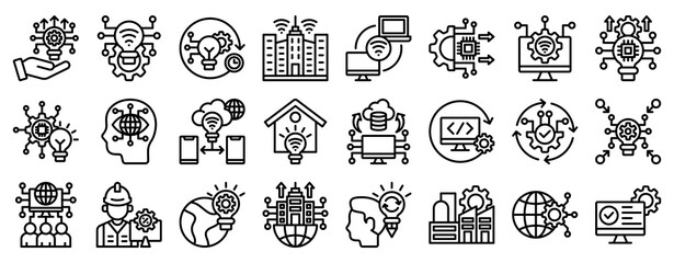 Tecnologycal Advencement Icon Set Collection Outline Style. Vector illustration.