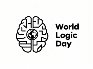World logic day, illustration of brain and world