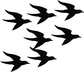 set of silhouettes of birds